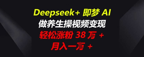 Deepseek+即梦AI，做养生操视频变现，轻松涨粉38W+，月入一W+-科联星创