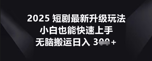 2025短剧最新升级玩法，小白也能快速上手，无脑搬运日入3张-科联星创