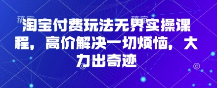 淘宝付费玩法无界实操课程，高价解决一切烦恼，大力出奇迹-科联星创
