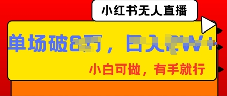 小红书无人直播，纯小白可做，有手就行，单场直播销售额破8w-科联星创