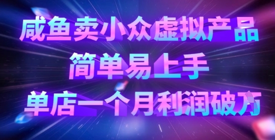 咸鱼卖小众虚拟产品，简单易上手，单店一个月利润破W-科联星创